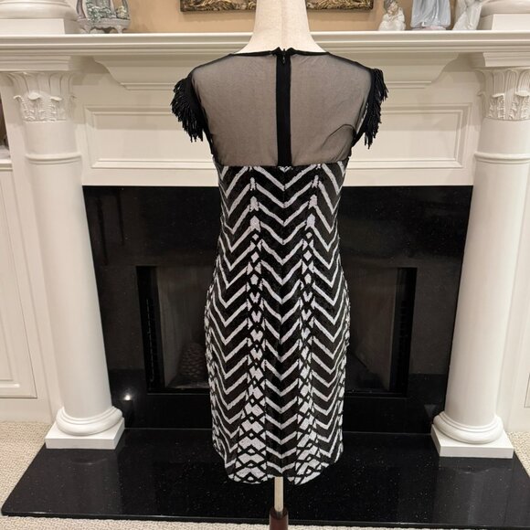 GUESS Black & Silver Sequin Fringe Sleeve Dress – Women’s Small - Picture 8 of 13